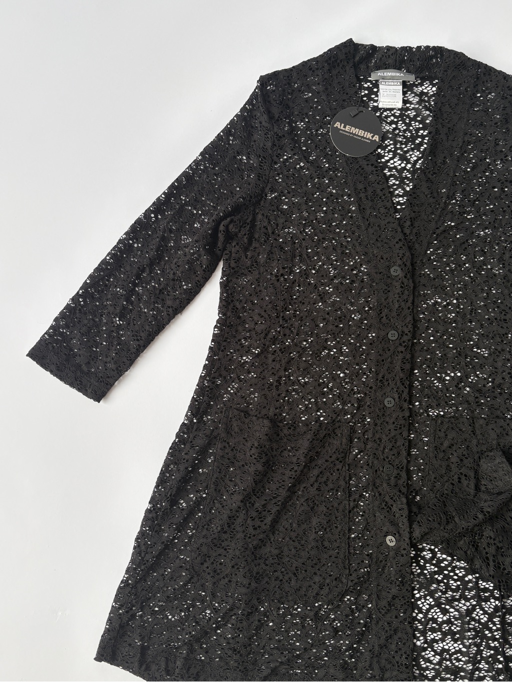 Long Black Lace Button-Front Cardigan Sweater